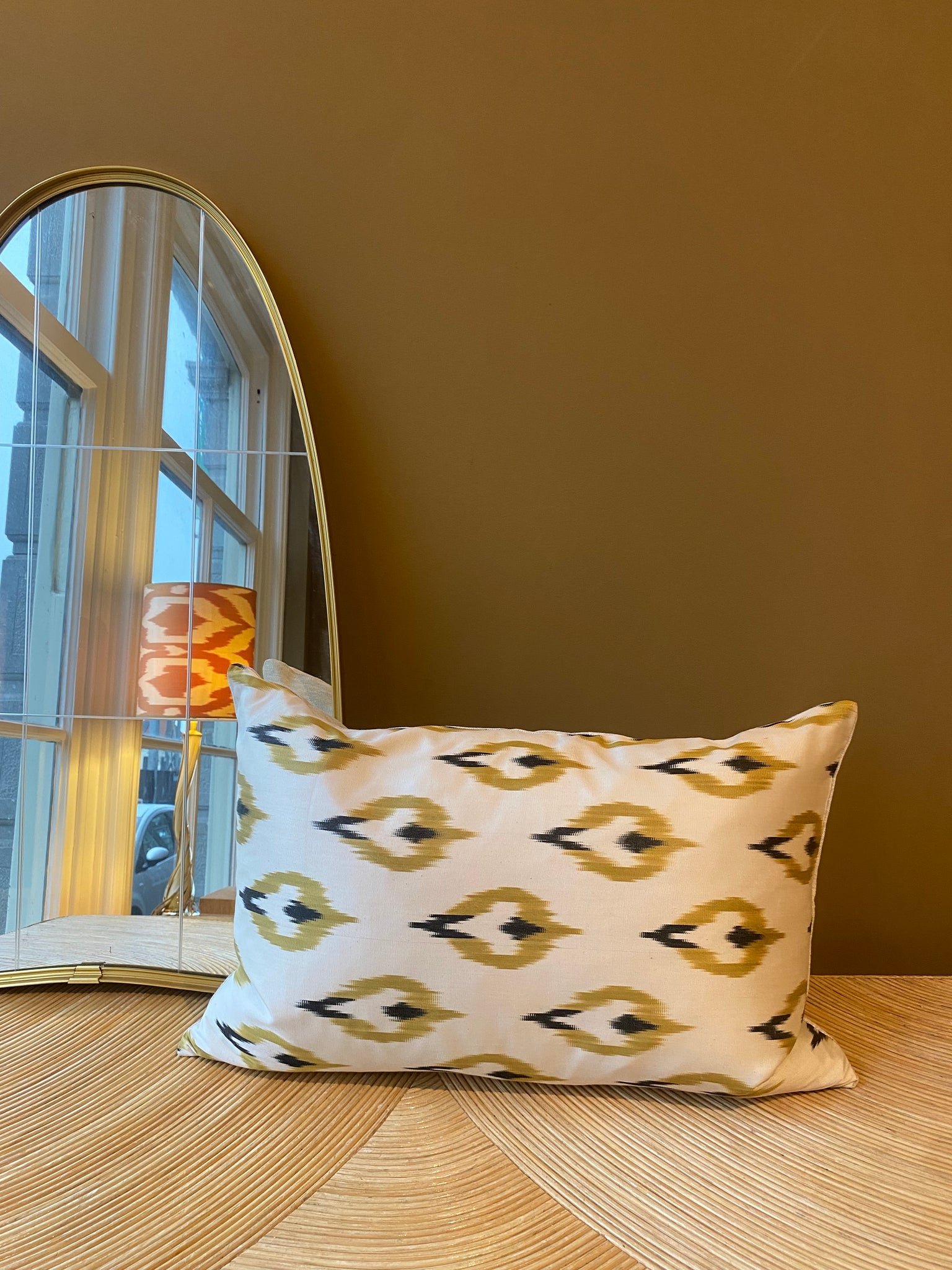 SALE Cushion White Flame - Silk Ikat