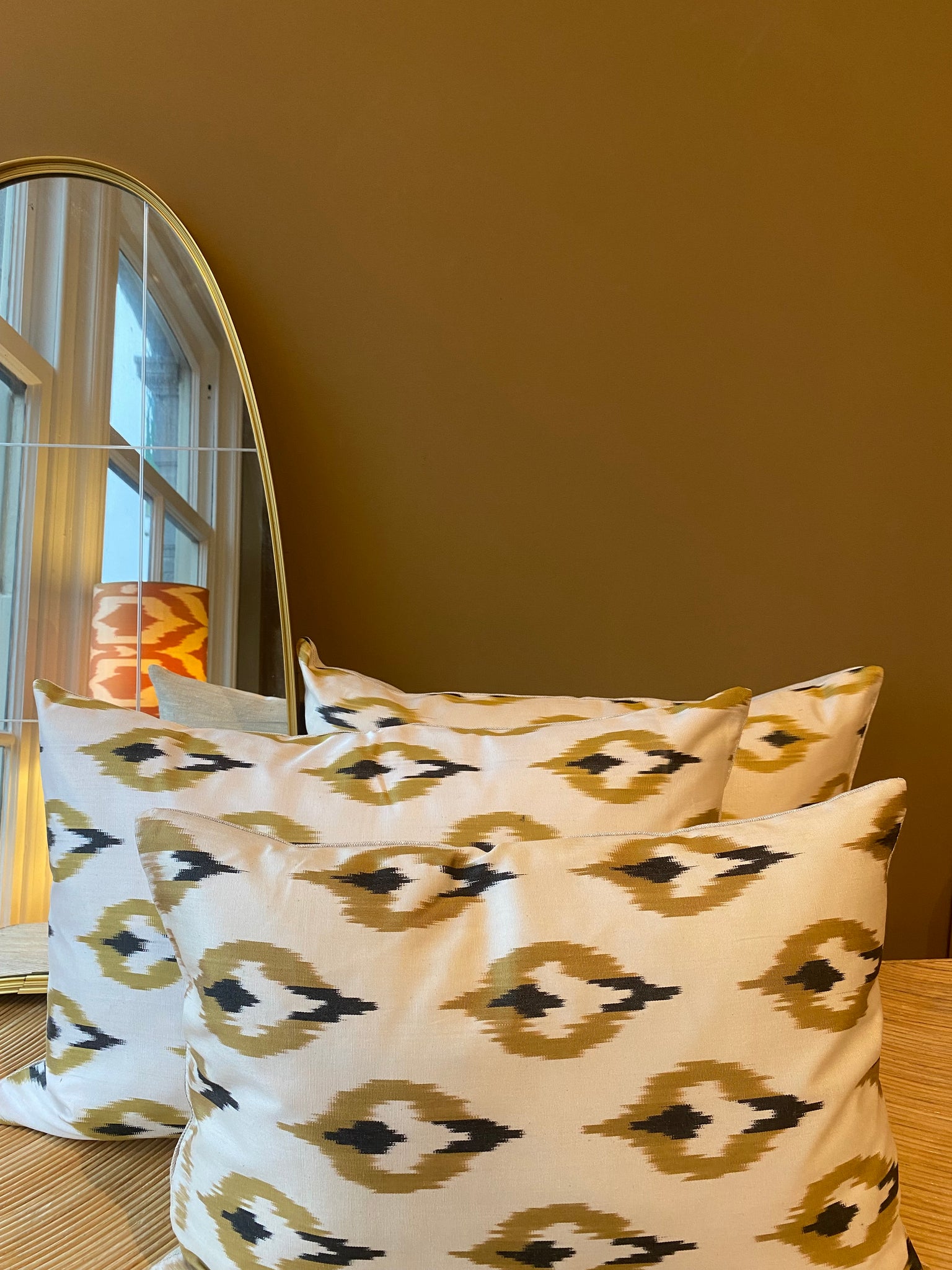 SALE Cushion White Flame - Silk Ikat