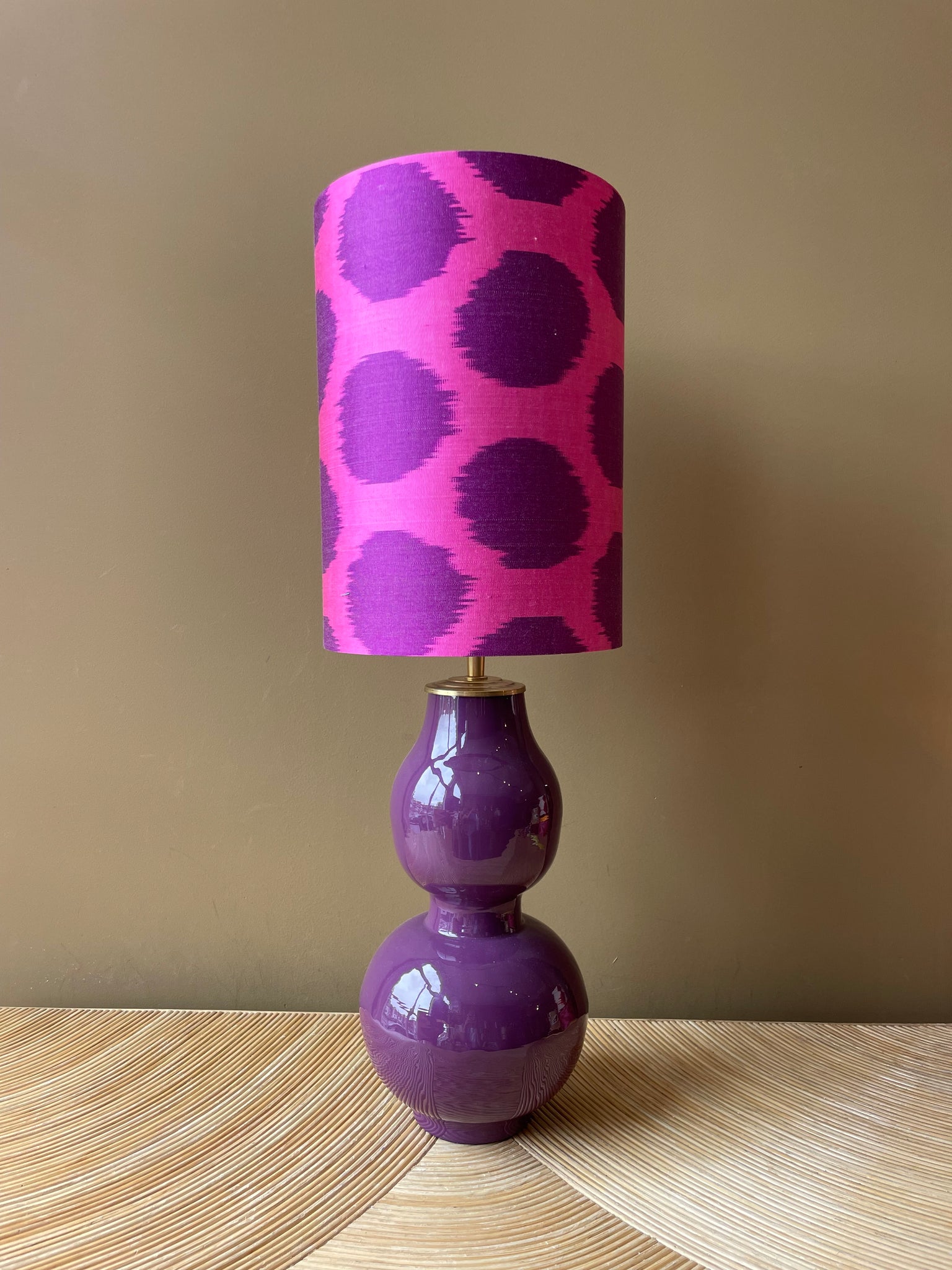 glossy purple skittle 52_purple dots on fuchsia