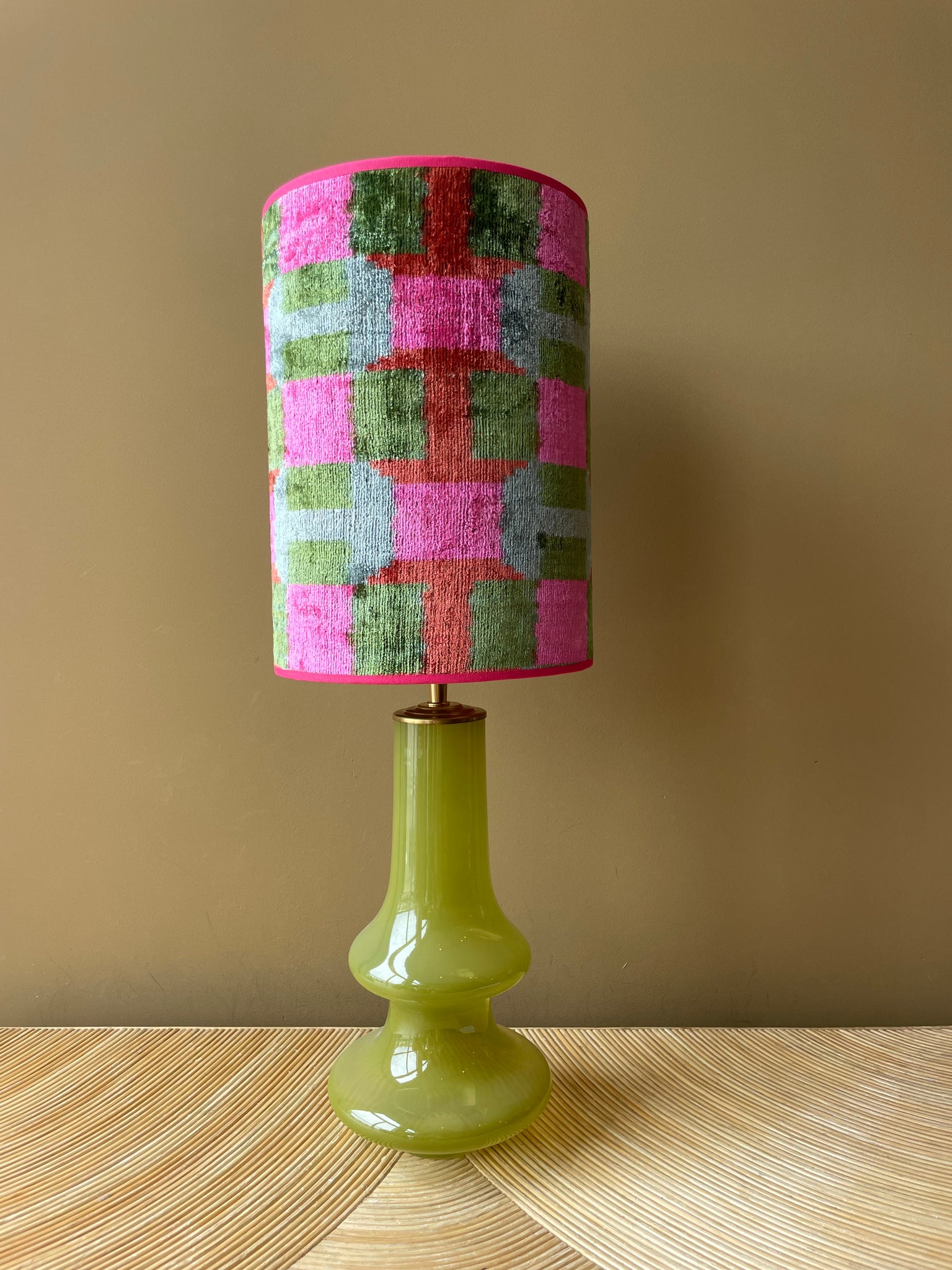 Velvet Pink + Green Squares X