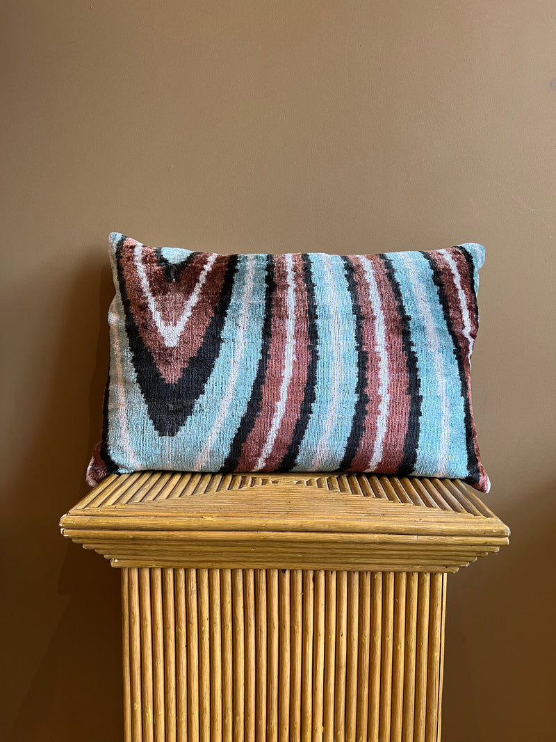 kussen velvet multicolor stripes