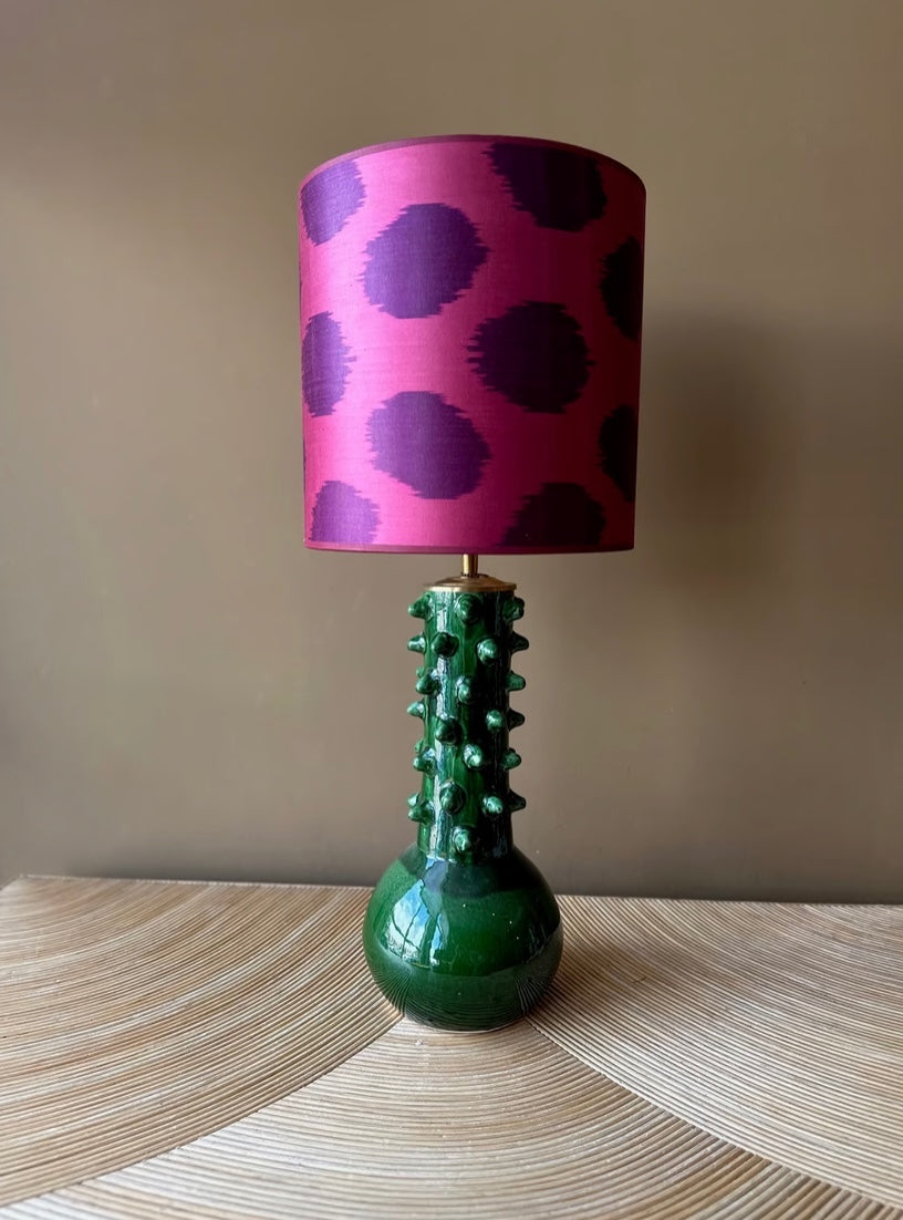 Purple Dots on Fuchsia Silk Ikat