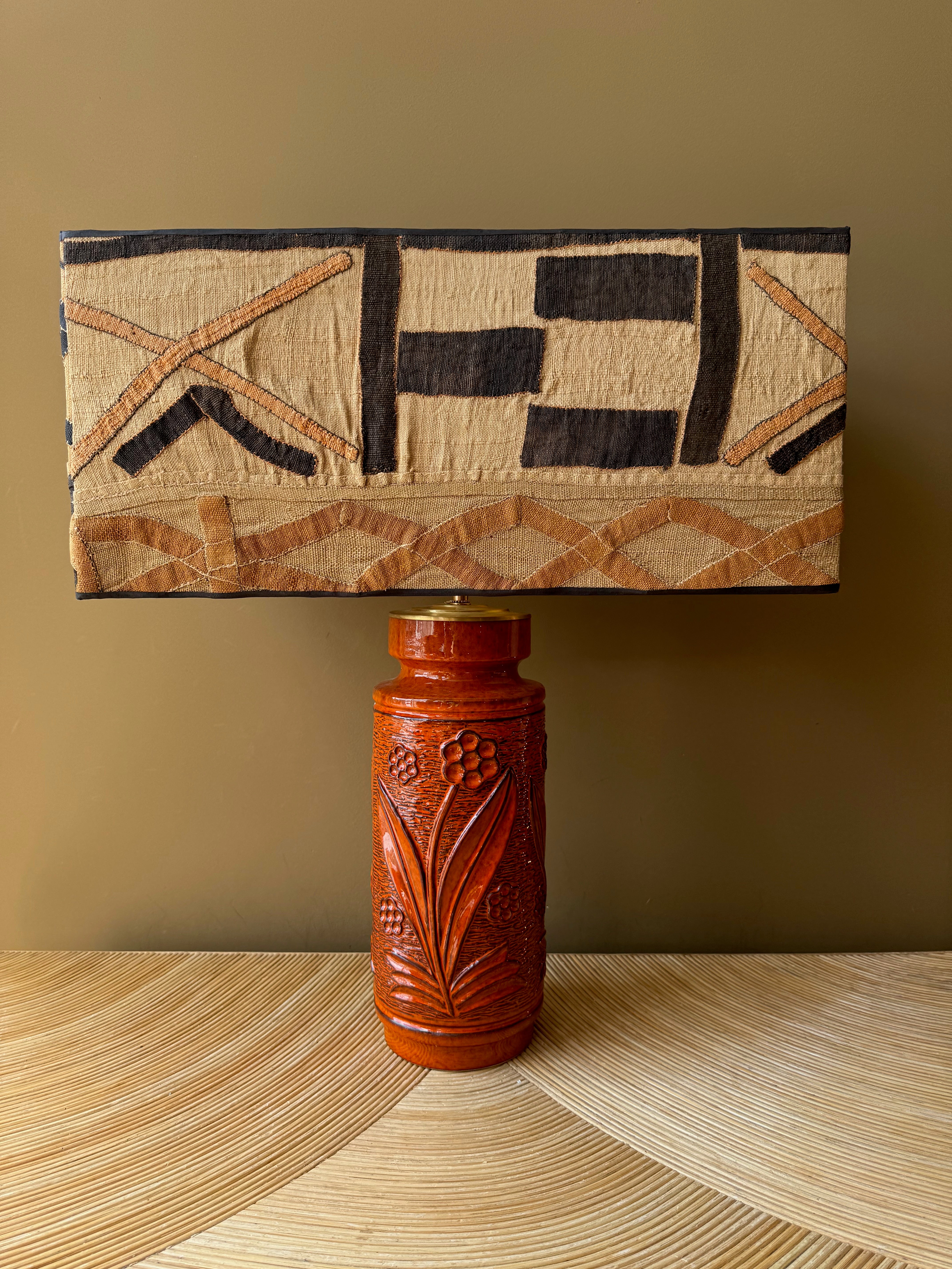Kuba Burned Orange Checkers Lampshade | Handmade by Madame Garage