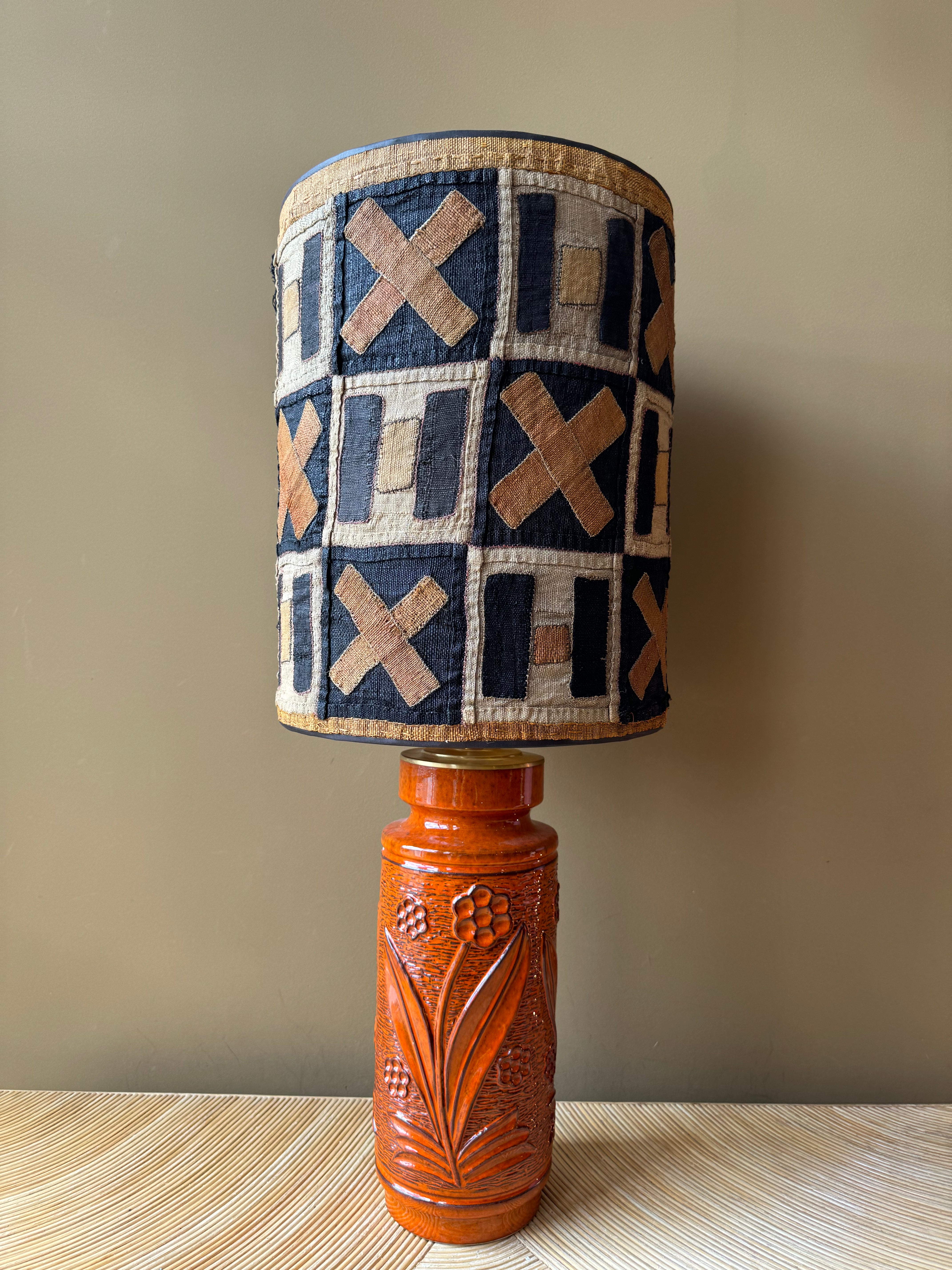 Kuba Burned Orange Checkers Lampshade | Handmade by Madame Garage