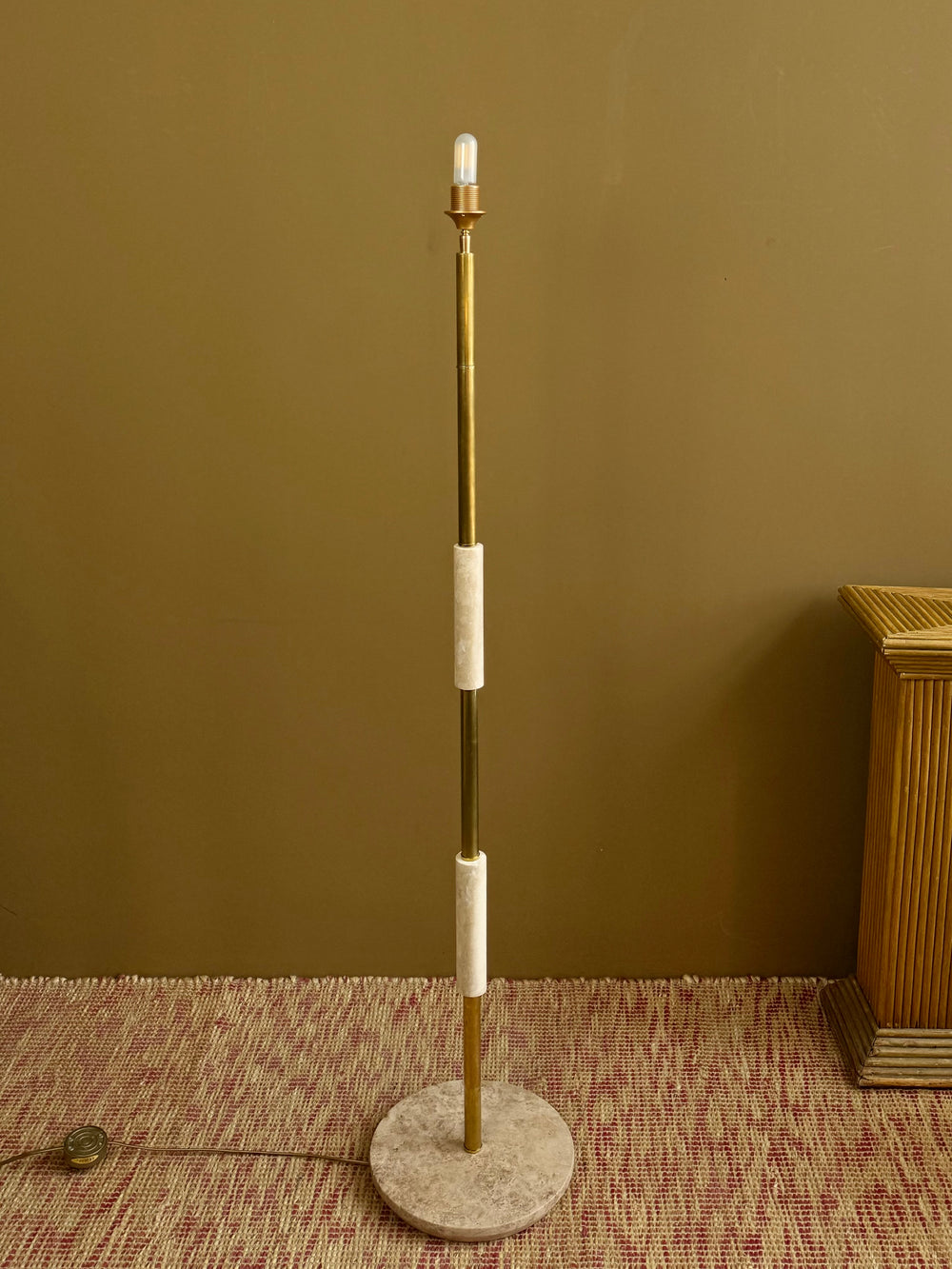 Travertin Brass Floor Lamp Model F