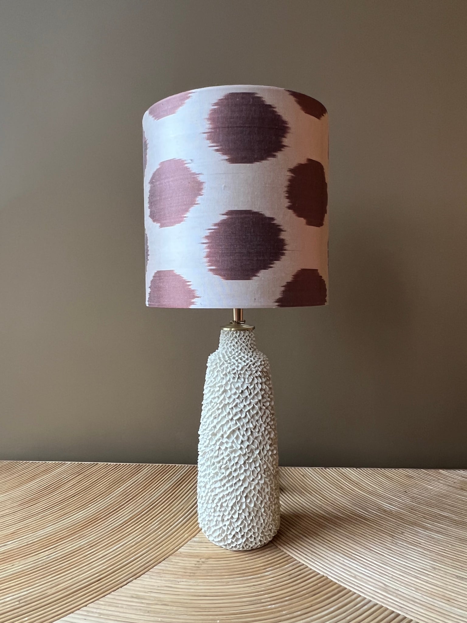 white jackfruit_brown dots on white silk ikat