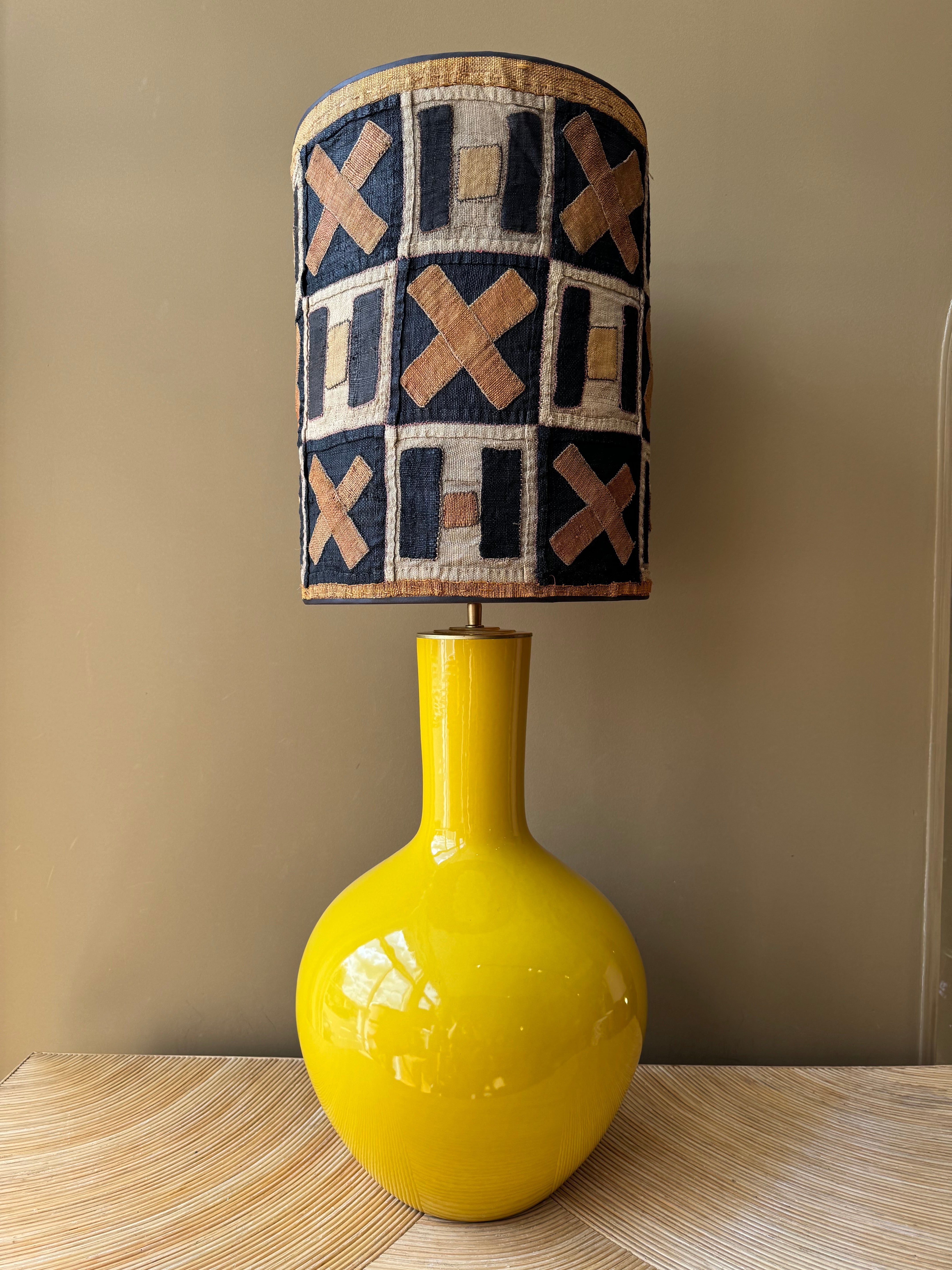 Kuba Burned Orange Checkers Lampshade | Handmade by Madame Garage